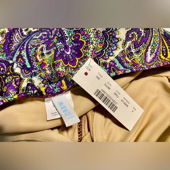 New NWT J. Crew Paisley Sz 4 one pieces swimsuit underwire ruched - Picture 4 of 6